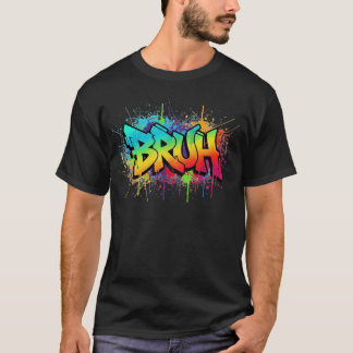 Bruh Graffiti PNG | Rainbow Street Art Sublimation Tシャツ