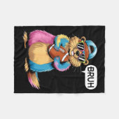 Bruh Groundhog Holding Football Game Day Funny Spo フリースブランケット (正面(横))