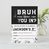 BRUH Grunge Paint Splatter Boy Birthday Invitation 招待状 (スタンド正面)