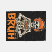 Bruh Halloween Boys Kids Gamer Mens Skeleton Video フリースブランケット (正面(横))