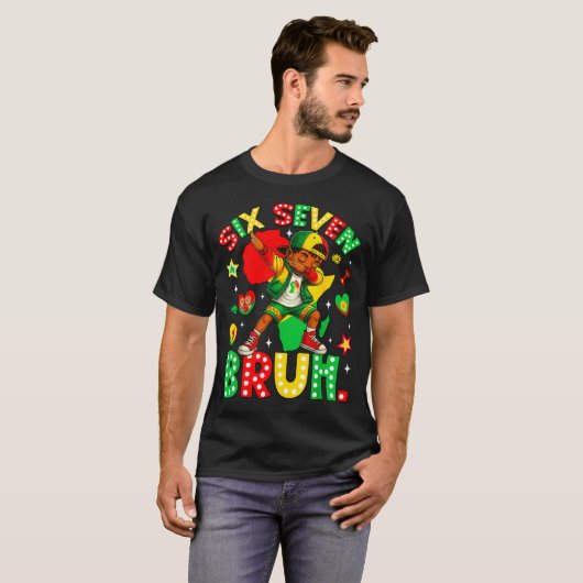 Bruh History Dabbing 67 African American Seven Bla Tシャツ (正面フル)