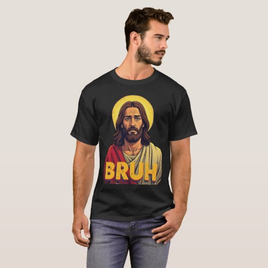 “Bruh” Holy Mood Design – Funny Faith Meme Tシャツ (正面フル)