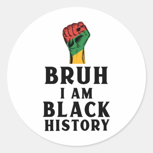 Bruh I Am Black Historyステッカー3 ラウンドシール (正面)