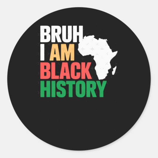 Bruh I Am Black Hstoryステッカー ラウンドシール (正面)