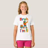 Bruh I’m 9 Block Party – Funny Kid’s Birthday Tシャツ (正面フル)