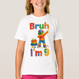 Bruh I’m 9 Block Party – Funny Kid’s Birthday Tシャツ