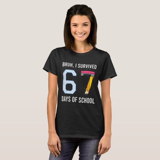 Bruh I Survived 67 Days Of School Six Seven Kids T Tシャツ (正面フル)