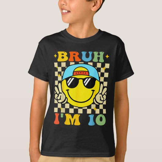Bruh I'm 10 Years Old Blue Birthday Boys 10th Birt Tシャツ (正面)