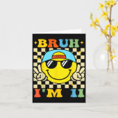 Bruh I'm 11 Years Old Blue Birthday Boys 11th Birt カード (黄色い花)