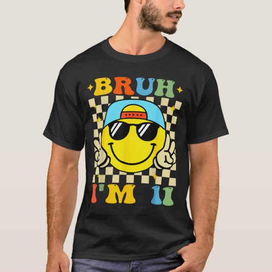 Bruh I'm 11 Years Old Blue Birthday Boys 11th Birt Tシャツ (正面)