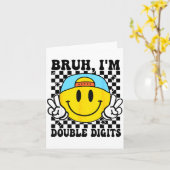 Bruh I'm Double Digits 10 Year Old Boy Birthday 10 カード (黄色い花)