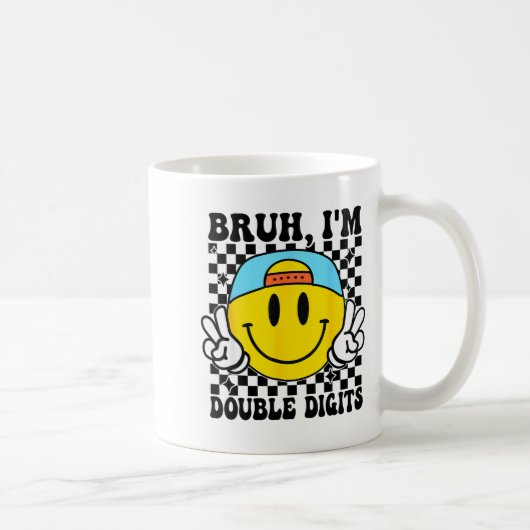 Bruh I'm Double Digits 10 Year Old Boy Birthday 10 コーヒーマグカップ (右)
