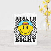 Bruh I'm Eight 8 8th Birthday Groovy Boys Girls 8  カード (黄色い花)