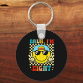 Bruh I'm Eight 8 8th Birthday Groovy Boys Girls 8  キーホルダー (正面)