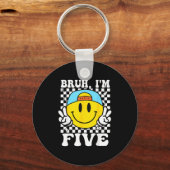 Bruh I'm Five 5 5th Birthday Groovy Boys Girls 5 Y キーホルダー (正面)