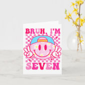 Bruh I'm Seven 7 7th Birthday Girls Groovy 7 Years カード (黄色い花)