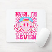 Bruh I'm Seven 7 7th Birthday Girls Groovy 7 Years マウスパッド (マウス)
