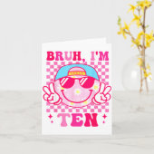 Bruh I'm Ten 10 10th Birthday Girls Groovy 10 Year カード (黄色い花)