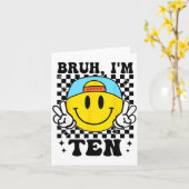 Bruh I'm Ten 10 10th Birthday Groovy Boys Girls 10 カード (黄色い花)