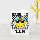 Bruh I'm Ten 10 10th Birthday Groovy Boys Girls 10 カード (黄色い花)