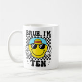 Bruh I'm Ten 10 10th Birthday Groovy Boys Girls 10 コーヒーマグカップ (左)