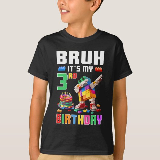 Bruh Its私の3番目の誕生日マスタービルダーDabbing Bl Tシャツ (正面)