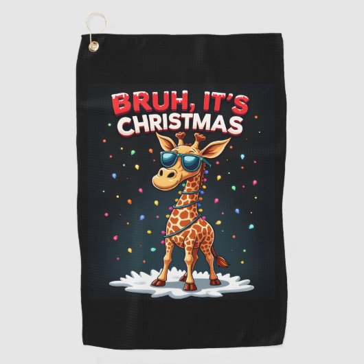 Bruh It's Christmas Giraffe おもしろい Dabbing Long Sle ゴルフタオル (正面)
