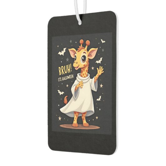 Bruh Its Halloween Funny Dabbing Ghost Giraffe Lon カーエアーフレッシュナー (左)