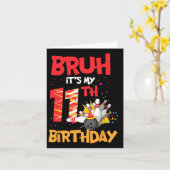 Bruh It's My 11誕生日少年11歳のボーリング カード (黄色い花)