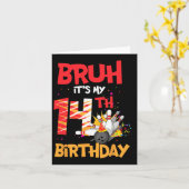 Bruh It's My 14誕生日少年14歳のボーリング カード (黄色い花)