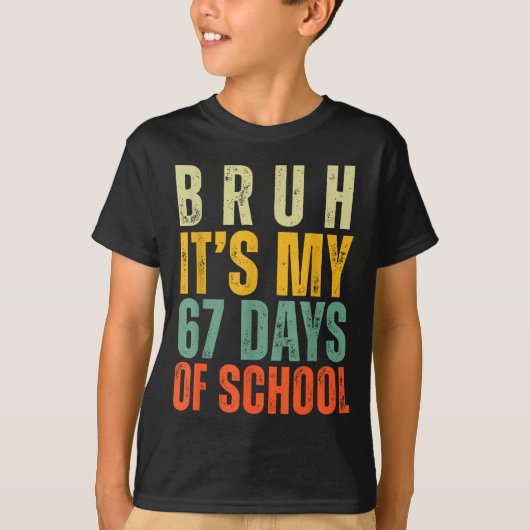Bruh It's My 67 Days Of School Dabbing Boy Funny S Tシャツ (正面)