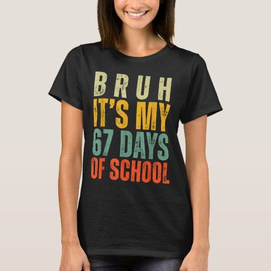 Bruh It's My 67 Days Of School Dabbing Boy Funny S Tシャツ (正面)