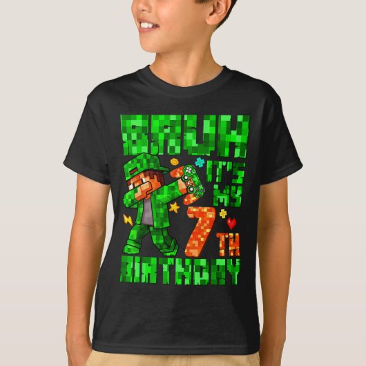 Bruh It's My 7th Birthday Boy Game Xel 7 Years Old Tシャツ (正面)