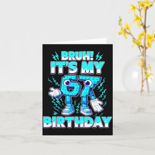 Bruh It's My Birthday 6 7 Six Seven Italian Brainr カード (黄色い花)