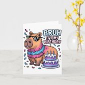 Bruh It's My Birthday Capybara Nata Boy Girl Birth カード (黄色い花)