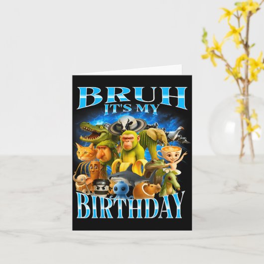 Bruh It's My Birthday Funny Brainrot  カード (黄色い花)