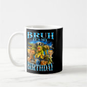 Bruh It's My Birthday Funny Brainrot  コーヒーマグカップ (左)
