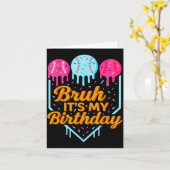 Bruh It's My Birthday Funny Ice Cream Drip Basebal カード (黄色い花)