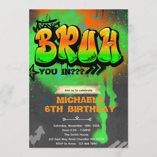 Bruh It's My Birthday Invitation 招待状 (正面)