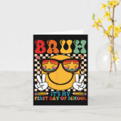 Bruh It's My First Day Of School Smile Face Back T カード (黄色い花)