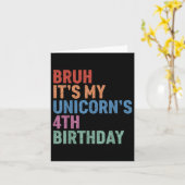 Bruh It's My Unicorn's 4th Birthday Girl Rainbow C カード (黄色い花)