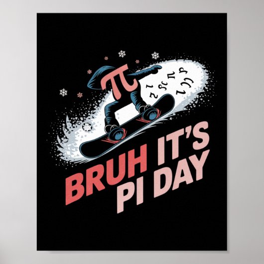 Bruh It's Pi Dayスノーボード興奮 ポスター (正面)
