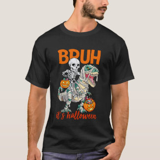 Bruh Itu2019のハロウィーン スケルトン 恐竜に乗る G Tシャツ