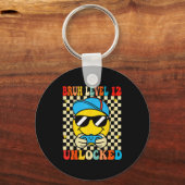 Bruh Level 12 Unlocked Smile Face Video Gamer 12th キーホルダー (正面)