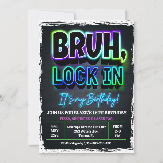 Bruh Lock In Birthday 招待状 (正面)