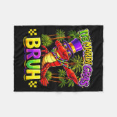 Bruh Mardi Gras New Orleans Funny Dabbing Crawfish フリースブランケット (正面(横))