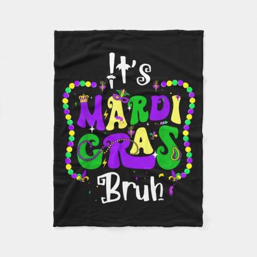 Bruh Mardi Gras Teens Boys Kids Mardi Gras  フリースブランケット (正面)