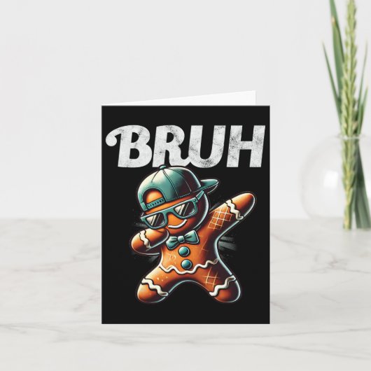 Bruh Meme Cool Gingerbread Dabbing Funny Christmas カード (正面)