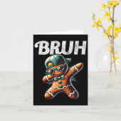 Bruh Meme Cool Gingerbread Dabbing Funny Christmas カード (黄色い花)