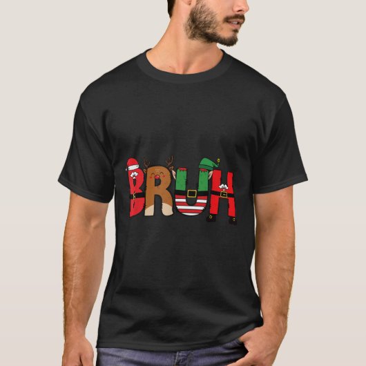 Bruh Merry Christmas Funny Santa Squad Pajamas Xma Tシャツ (正面)